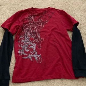 Boys’ Long sleeve Red & Black long sleeve shirt . 100%cotton.Excellent condition